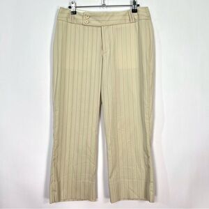 Tangents Vintage Y2K Cropped Capri Cream Red Pinstripe Dress Pants Sz 5/6 Junior